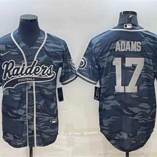 Men's Las Vegas Raiders #17 Davante Adams Grey Camo With Patch Cool Base Stitched Baseball Jersey