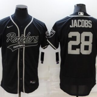 Men's Las Vegas Raiders #28 Josh Jacobs Black Flex Base Stitched Jersey