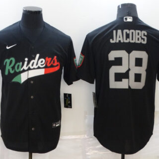 Men's Las Vegas Raiders #28 Josh Jacobs Black Mexico Stitched Jersey