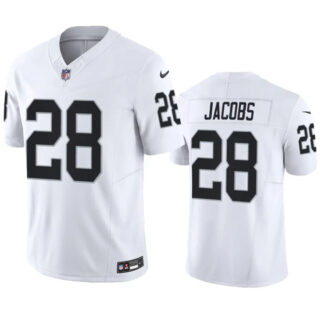 Men's Las Vegas Raiders #28 Josh Jacobs White 2023 F.U.S.E Vapor Untouchable Stitched Football Jersey