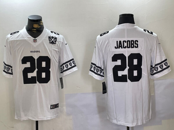 Men's Las Vegas Raiders #28 Josh Jacobs White Limited Stitched Jerseys