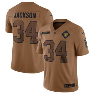 Men's Las Vegas Raiders #34 Bo Jackson 2023 Brown Salute To Service Limited Stitched Football Jersey