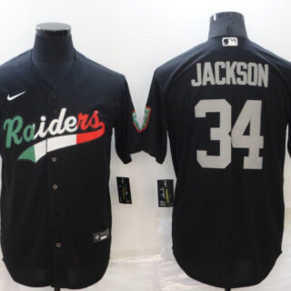 Men's Las Vegas Raiders #34 Bo Jackson Black Mexico Stitched Jersey