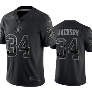 Men's Las Vegas Raiders #34 Bo Jackson Black Reflective Limited Stitched Football Jersey