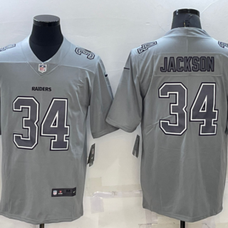 Men's Las Vegas Raiders #34 Bo Jackson Grey Atmosphere Fashion Stitched Jersey