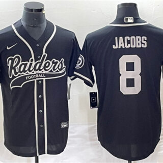 Men's Las Vegas Raiders #8 Josh Jacobs Black Cool Base Stitched Baseball Jersey