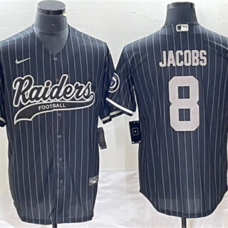 Men's Las Vegas Raiders #8 Josh Jacobs Black Cool Base Stitched Baseball Jerseys