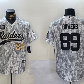 Men's Las Vegas Raiders #89 Brock Bowers 2024 Arctic Camo Salute To Service Stitched Baseball Jerseys