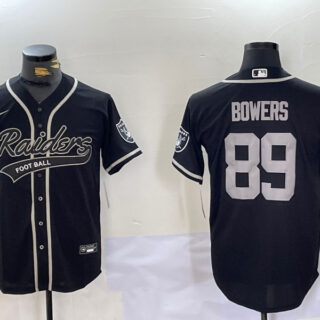 Men's Las Vegas Raiders #89 Brock Bowers Black Cool Base Stitched Baseball Jerseys
