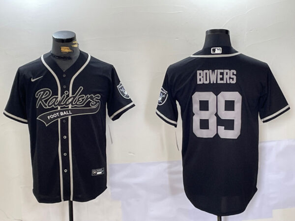 Men's Las Vegas Raiders #89 Brock Bowers Black Cool Base Stitched Baseball Jerseys