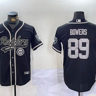 Men's Las Vegas Raiders #89 Brock Bowers Black Cool Base Stitched Baseball Jerseys
