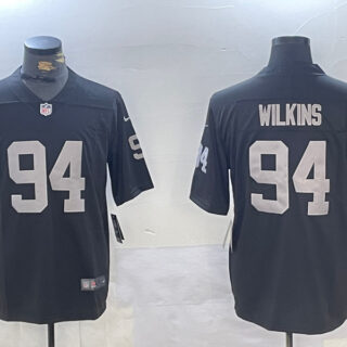 Men's Las Vegas Raiders #94 Christian Wilkins Black 65th Anniversary Patch Vapor Stitched Football Jerseys