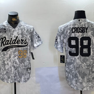 Men's Las Vegas Raiders #98 Maxx Crosby 2024 Arctic Camo Salute To Service Stitched Baseball Jerseys