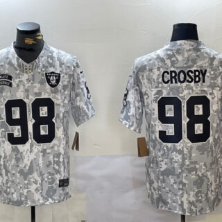 Men's Las Vegas Raiders #98 Maxx Crosby 2024 F.U.S.E Arctic Camo Salute To Service Limited Stitched Football Jersey