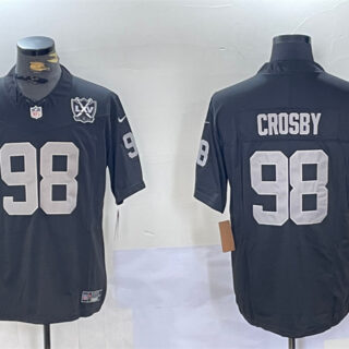 Men's Las Vegas Raiders #98 Maxx Crosby Black 2023 F.U.S.E 65th Anniversary Patch Vapor Untouchable Stitched Football Jersey