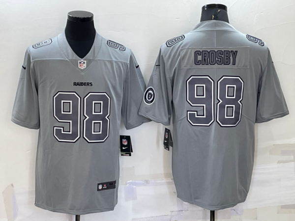 Men's Las Vegas Raiders #98 Maxx Crosby Grey Atmosphere Fashion Stitched Jersey