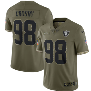 Men's Las Vegas Raiders #98 Maxx Crosby Olive 2022 Salute To Service Limited Stitched Jersey