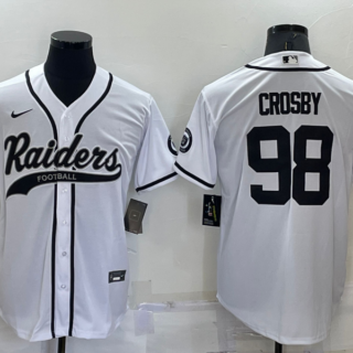 Men's Las Vegas Raiders #98 Maxx Crosby White Cool Base Stitched Baseball Jersey