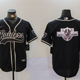 Men's Las Vegas Raiders Black Team Big Logo With Patch Cool Base Stitched Baseball Jerseys