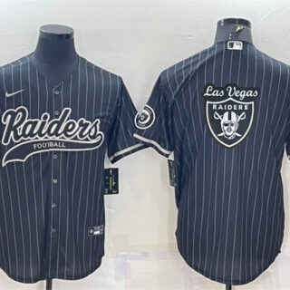 Men's Las Vegas Raiders Black Team Big Logo With Patch Cool Base Stitched Baseball Jersey