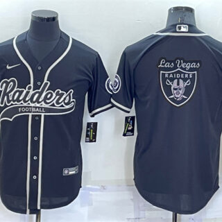 Men's Las Vegas Raiders Black Team Big Logo With Patch Cool Base Stitched Baseball Jersey