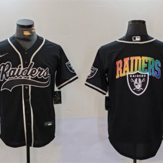 Men's Las Vegas Raiders Black Team Big Logo With Patch Cool Base Stitched Baseball Jersey