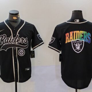 Men's Las Vegas Raiders Black Team Big Logo With Patch Cool Base Stitched Baseball Jerseys