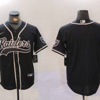 Men's Las Vegas Raiders Black Team Blank Patch Cool Base Stitched Baseball Jerseys