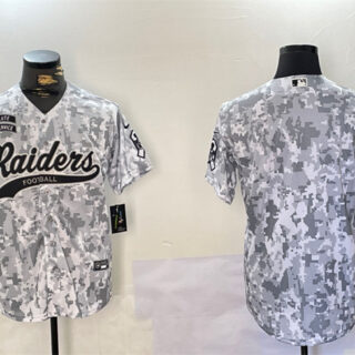 Men's Las Vegas Raiders Blank 2024 Arctic Camo Salute To Service Stitched Baseball Jersey