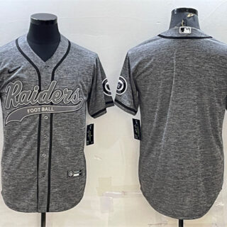 Men's Las Vegas Raiders Blank Grey With Patch Cool Base Stitched Baseball Jersey