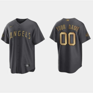 Men's Los Angeles Angels Active Player Custom 2022 All-Star Charcoal Cool Base Stitched Jersey