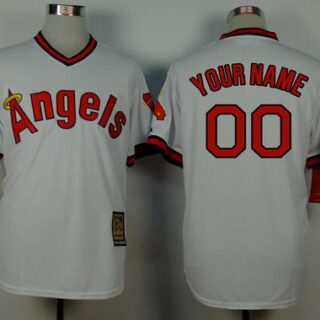 Men's Los Angeles Angels White Throwback Customized Jersey