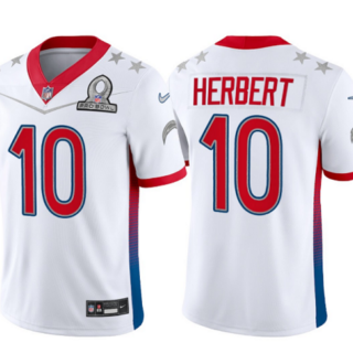 Men's Los Angeles Chargers #10 Justin Herbert 2022 White Pro Bowl Stitched Jersey