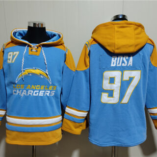 Men's Los Angeles Chargers #97 Joey Bosa Blue Ageless Must-Have Lace-Up Pullover Hoodie
