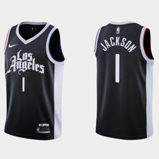 Men's Los Angeles Clippers #1 Reggie Jackson Black City Edition Stitched Basketball Jersey
