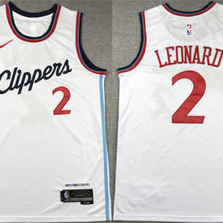 Men's Los Angeles Clippers #2 Kawhi Leonard White Stitched Jersey