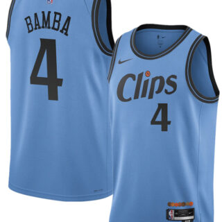 Men's Los Angeles Clippers #4 Mo Bamba Light Blue 2024 25 CityEdition Stitched Jersey