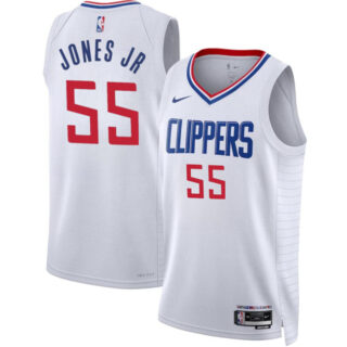 Men's Los Angeles Clippers #55 Derrick Jones Jr White Association Edition Stitched Jersey