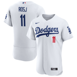 Men's Los Angeles Dodgers #11 Miguel Rojas Flex Base Vargas blue Stitched Baseball Jersey