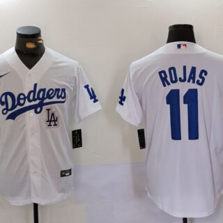 Men's Los Angeles Dodgers #11 Miguel Rojas White Cool Base Stitched Baseball Jerseys