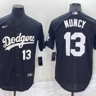 Men's Los Angeles Dodgers #13 Max Muncy Black Cool Base Stitched Baseball Jerseys
