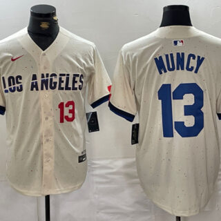 Men's Los Angeles Dodgers #13 Max Muncy Cream Stitched Baseball Jerseys