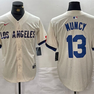 Men's Los Angeles Dodgers #13 Max Muncy Cream Stitched Baseball Jersey