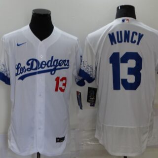 Men's Los Angeles Dodgers #13 Max Muncy White 2021 City Connect Flex Base Stitched Jersey