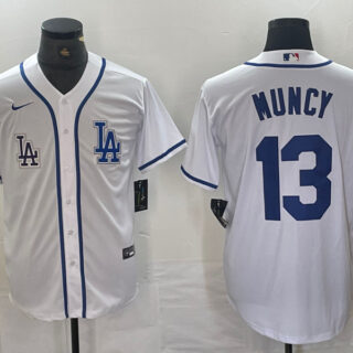 Men's Los Angeles Dodgers #13 Max Muncy White Cool Base Stitched Baseball Jersey