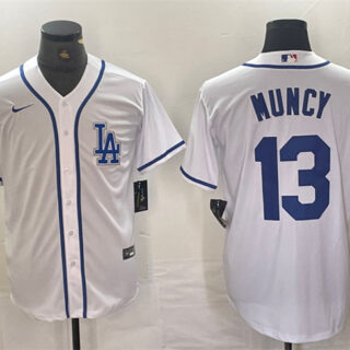 Men's Los Angeles Dodgers #13 Max Muncy White Cool Base Stitched Baseball Jersey