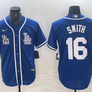 Men's Los Angeles Dodgers #16 Will Smith Blue Cool Base Stitched Baseball Jersey
