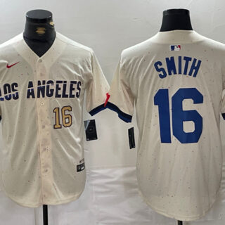 Men's Los Angeles Dodgers #16 Will Smith Cream Stitched Baseball Jerseys