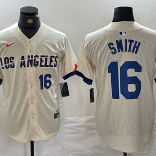 Men's Los Angeles Dodgers #16 Will Smith Cream Stitched Baseball Jerseys