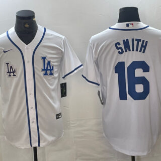 Men's Los Angeles Dodgers #16 Will Smith White Cool Base Stitched Baseball Jersey